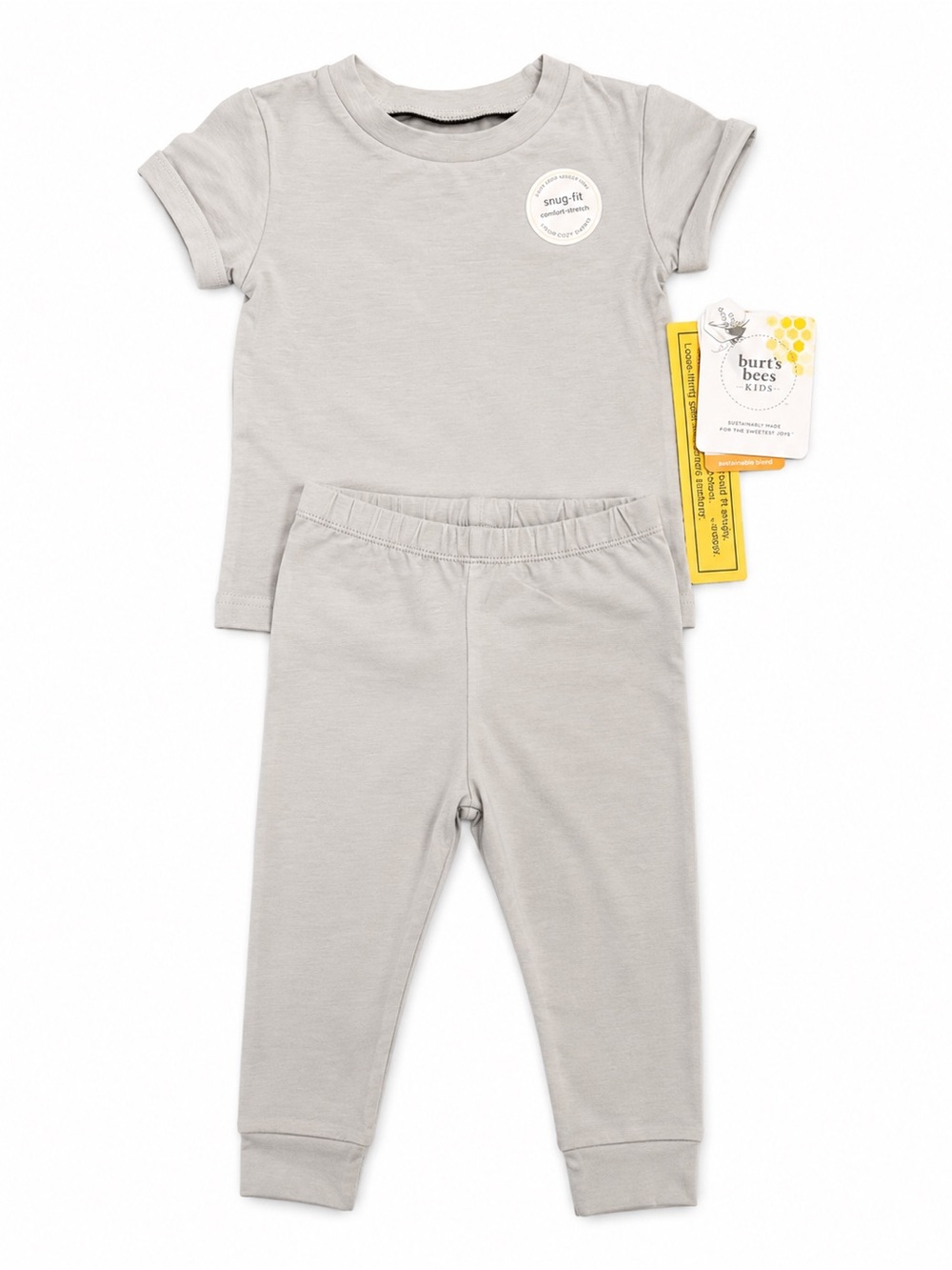 Burt's Bees Baby Light Grey Short Sleeve Pajama Set